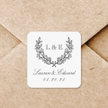 Classic Laurel Wedding Initial Monogram