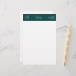 Classic Laurel Wreath Aquamarin Gold Monogram Briefpapier