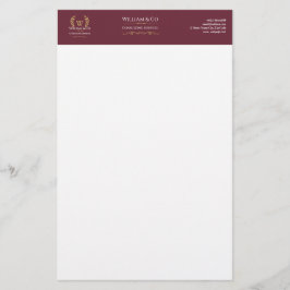 Classic Laurel Wreath Burgundy Gold Monogram Briefpapier