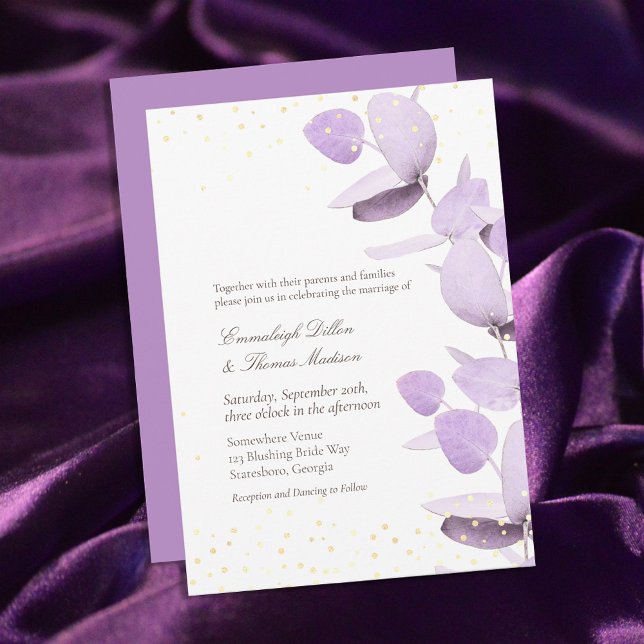Classic Lavender Eucalyptus Glitzer Wedding Invita Einladung (Von Creator hochgeladen)