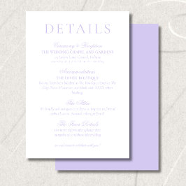Classic Lavender Minimalist Wedding Details Begleitkarte