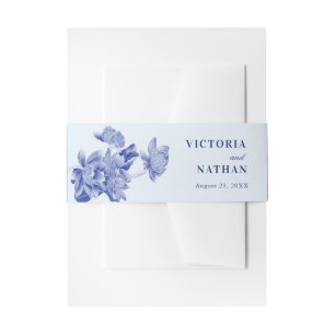Classic Light Blue Chinoiserie Blumenzwiebeln Einladungsbanderole