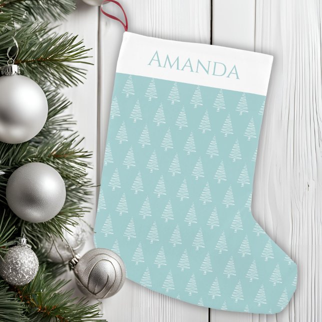 Classic Light Blue Green und White Christmas Kleiner Weihnachtsstrumpf (Classic Light Blue-Green And White Christmas Small Christmas Stocking)