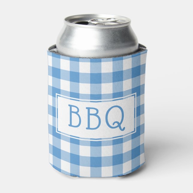 Classic Light Blue White Gingham Pattern GRILLEN P Dosenkühler (Kanne Vorderseite)