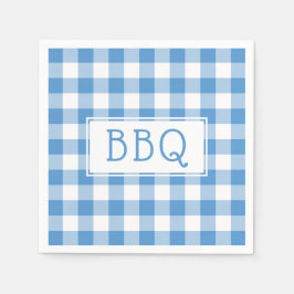 Classic Light Blue White Gingham Pattern GRILLEN P Serviette