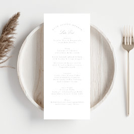 Classic Light Gray Calligraphy Formal Wedding Menükarte