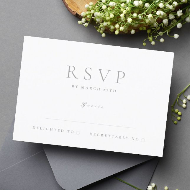 Classic Light Gray Elegante Moderne Hochzeit RSVP Karte (Von Creator hochgeladen)