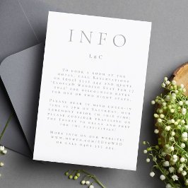 Classic Light Gray Elegante Moderne Informationen RSVP Karte