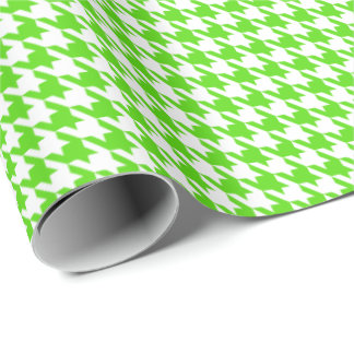 Classic Light Green and White Houndstooth Pattern  Geschenkpapier
