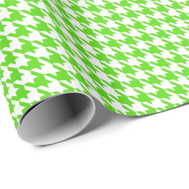 Classic Light Green and White Houndstooth Pattern  Geschenkpapier (Rolleneckpunkt)