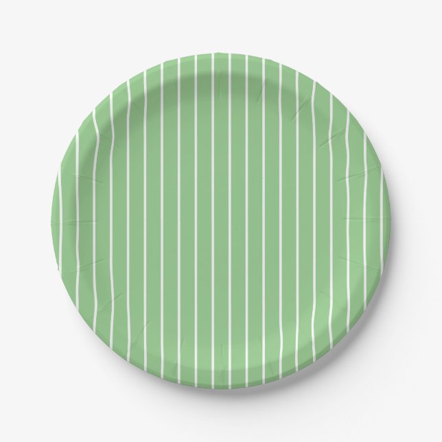 Classic Light Sage Green und White Stripes Pappteller (Vorderseite)