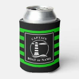 Classic Lighthouse Captain oder Bootsname Grün Dosenkühler