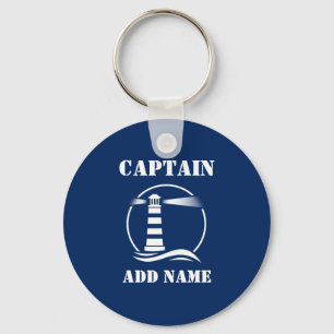 Classic Lighthouse Captain oder Bootsname Navy Blu Schlüsselanhänger