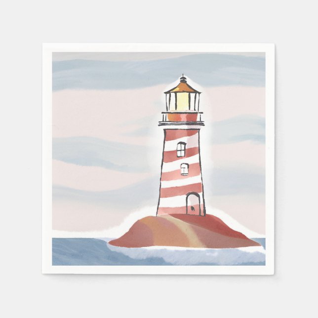 Classic Lighthouse | Meeresküste Serviette (Vorderseite)