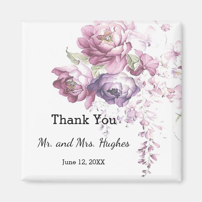Classic lila und rosa Hochzeit Blumenkohl danke Ih Magnet (Vorne)