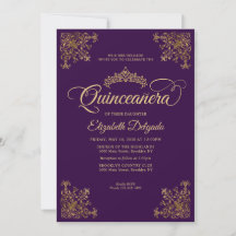 Classic Lila Violet Gold Rahmen Tiara Quinceanera