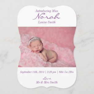 Classic Lila&White Polka Dot Birth Ankündigung