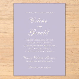 Classic Lilac Elegant Wedding Acryleinladungen