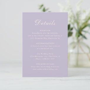 Classic Lilac Elegant Wedding Begleitkarte