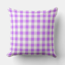 Classic Lilac Gingham Throw Pillow