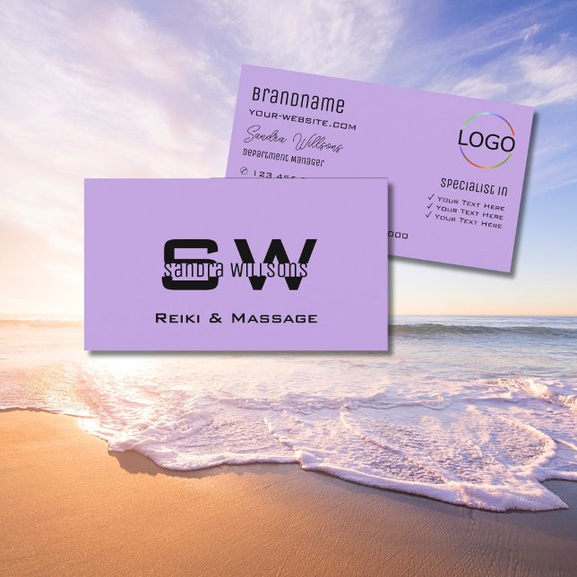 Classic Lilac mit Monogram und Logo Light Lila Visitenkarte (Von Creator hochgeladen)