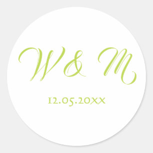 Classic Lime Green und White Runder Aufkleber