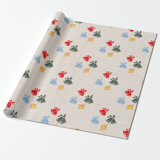 Classic Linen Jingle Bell Star Weihnachten Geschenkpapier (Ungerollt)