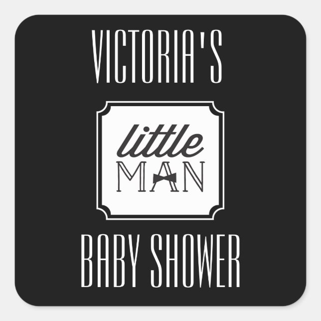 Classic Little Man Bow Krawatte Paare Kinderdusche Quadratischer Aufkleber (Vorderseite)