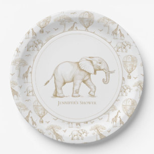 Classic Little Wild One Baby Shower Toile Pappteller