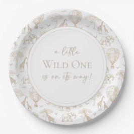 Classic Little Wild One Baby Shower Toile Pappteller