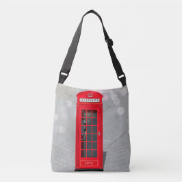 Classic London Red Phone Booth with Name  Tragetaschen Mit Langen Trägern