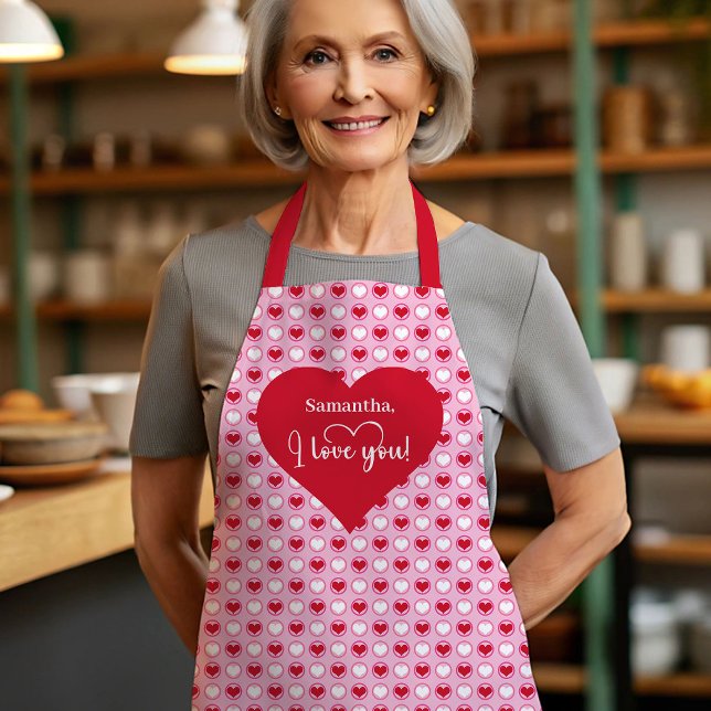Classic Love Hearts Personalized Valentine Cooking Schürze (Classic Love Hearts Personalized Valentine Cooking Apron)