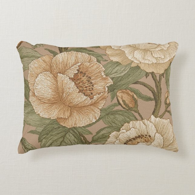 Classic,Lovely Flowers Pattern, Sage Gold Bloom Dekokissen (Vorderseite)