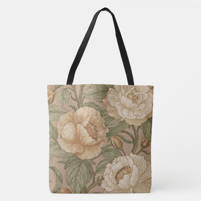 Classic,Lovely Flowers Pattern, Sage Gold Bloom Tasche (Vorderseite)