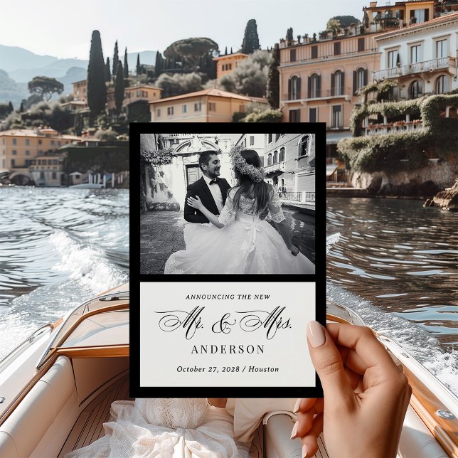 Classic Luxe Black and White Wedding Announcement Einladung (Von Creator hochgeladen)