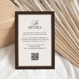 Classic Luxe Braun | QR-Code Hochzeitsgastdetails Begleitkarte