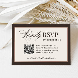 Classic Luxe | Braunes Neutrales QR-Code-Hochzeit RSVP Karte