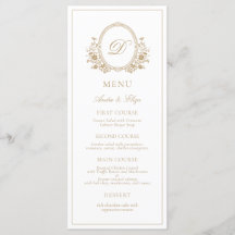 Classic Luxe Crest Monogram Menu Mariage