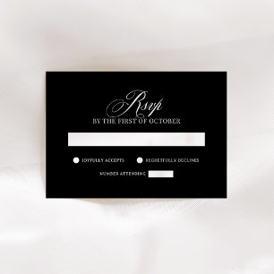Classic Luxe   Elegante Black Wedding RSVP Karte