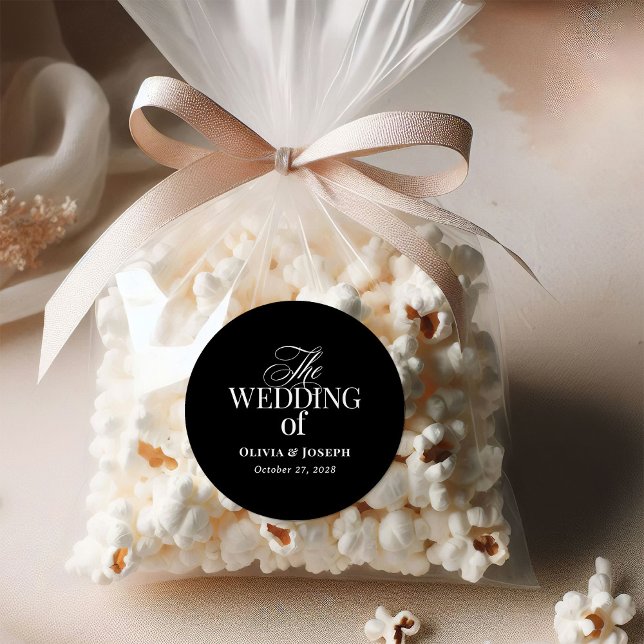 Classic Luxe | Elegante Black Wedding Runder Aufkleber (Von Creator hochgeladen)