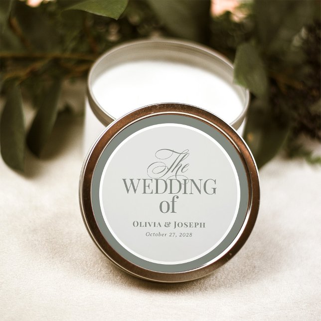 Classic Luxe | Elegante Sage Green Wedding Runder Aufkleber (Von Creator hochgeladen)