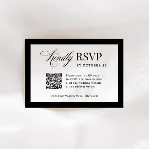 Classic Luxe   Eleganter, Scannable QR Code Hochze RSVP Karte
