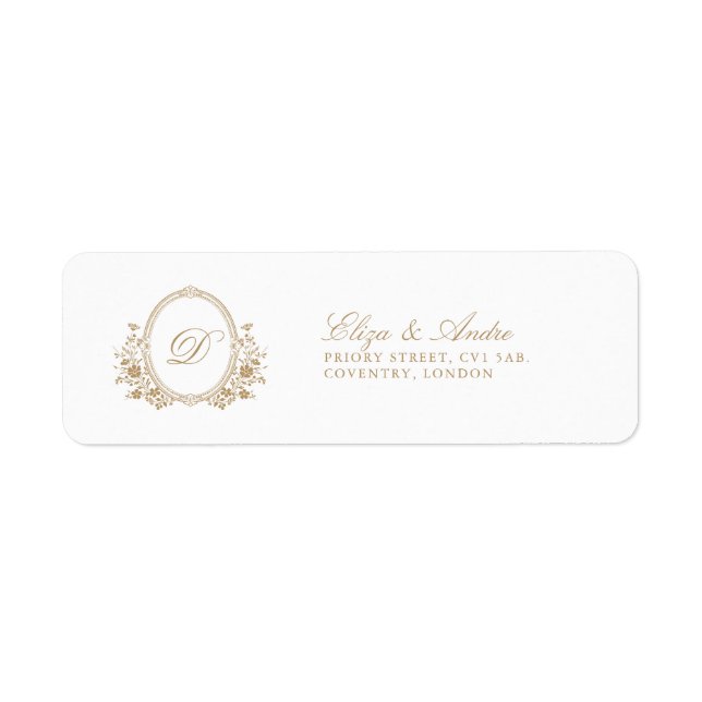 Classic Luxe Gold Monogram Rücksendeadressen-Aufkl (Vorne)