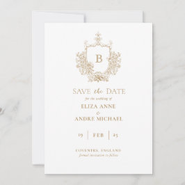 Classic Luxe Gold und White Monogram Save the Date