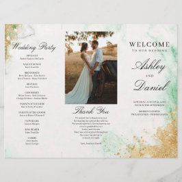 Classic Luxe Marble Trifold Wedding Program Flyer