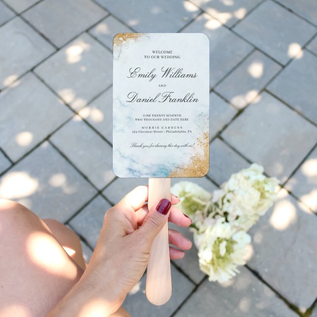 Classic Luxe Marble Wedding Program Fan Fächer (Von Creator hochgeladen)