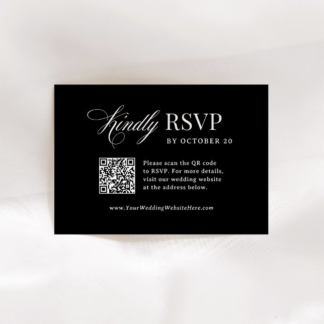 Classic Luxe | QR-Hochzeitsangabe für schwarze Sca RSVP Karte (Von Creator hochgeladen)
