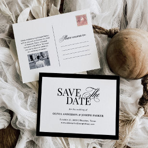 Classic Luxe   Schwarz und Weiß Save the Date Ankündigungspostkarte