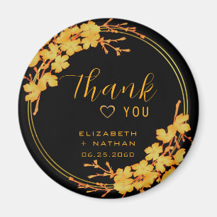 Classic Luxury Black & Gold Wedding Vielen Dank Magnet