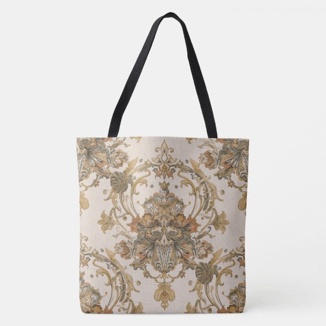 Classic, Luxury Ornament, Gold Beigi Grey Tasche (Vorderseite)